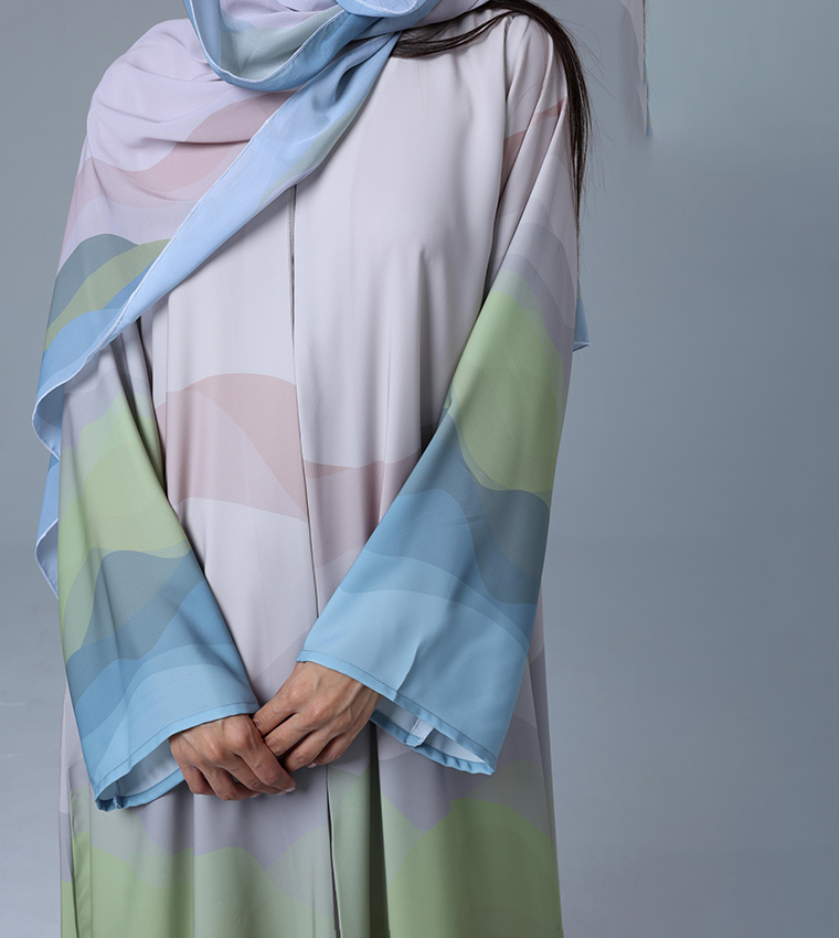 Printed Flared Sleeves Abaya