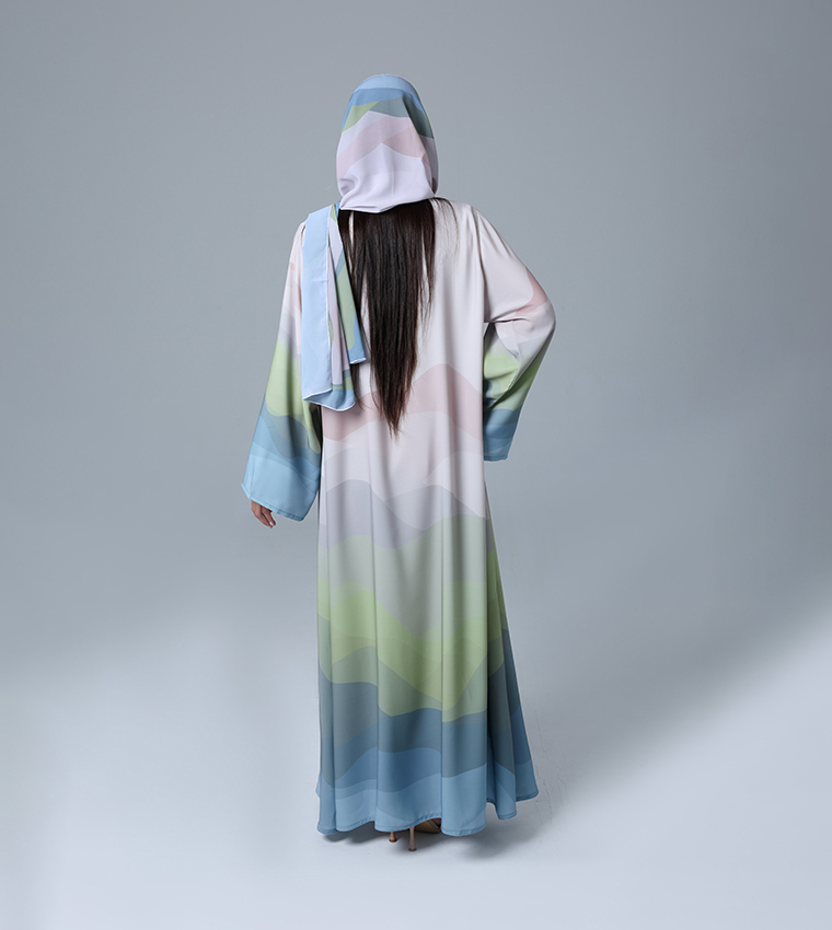 Printed Flared Sleeves Abaya