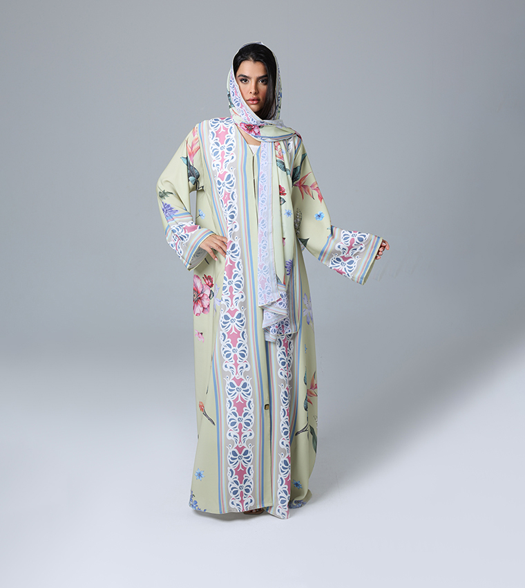 Printed Flared Sleeves Abaya