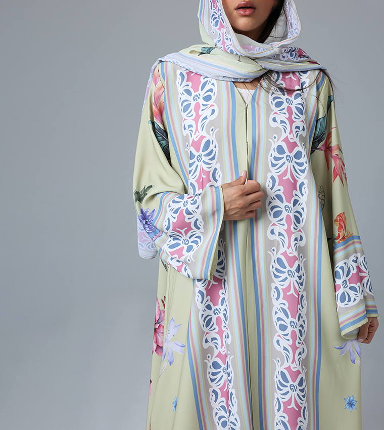 Printed Flared Sleeves Abaya