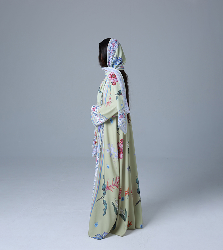 Printed Flared Sleeves Abaya