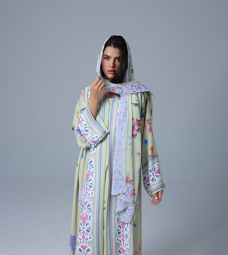 Printed Flared Sleeves Abaya