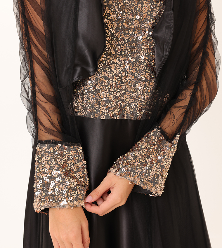 Two-Piece Sequinned Long Sleeves Modest Set