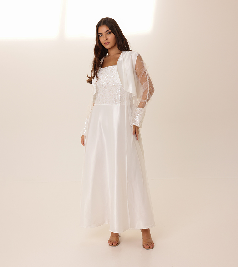 Two-Piece Sequinned Long Sleeves Modest Set