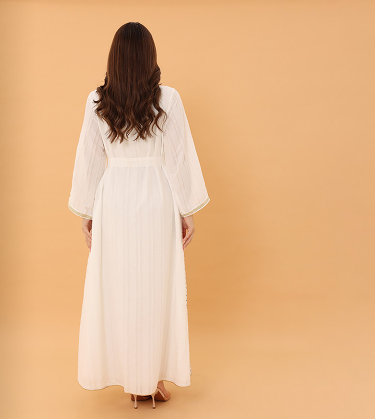 YASMIN Embroidered Belted Jalabiya