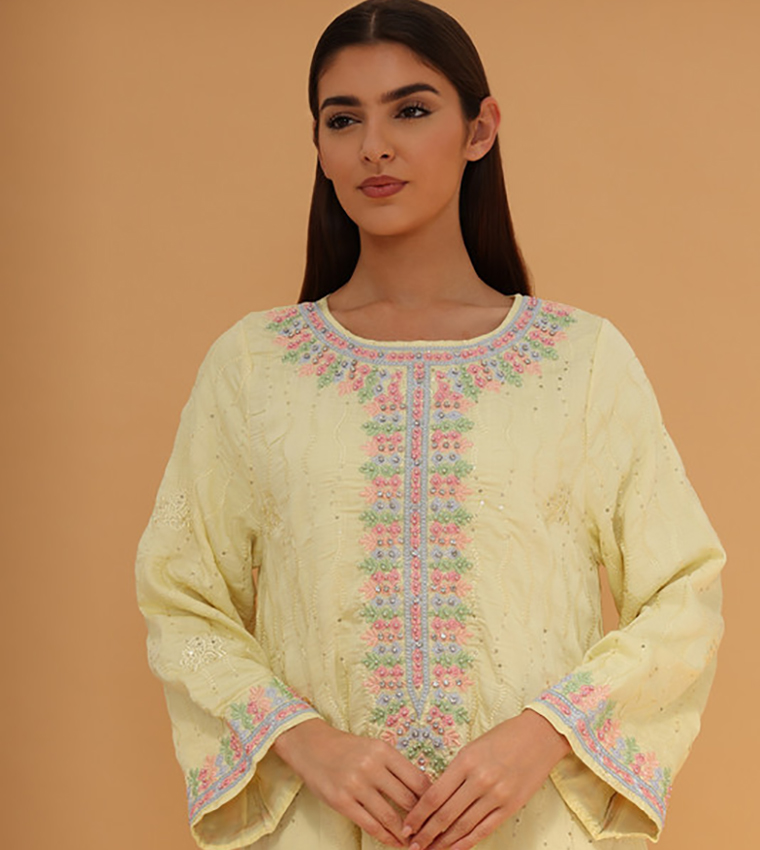 AALIYAH Embellished Flared Sleeves Jalabiya