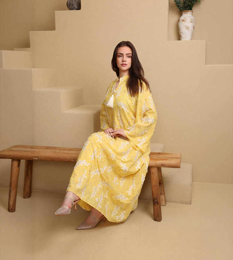 SEREEN Embroidered Flared Sleeves Jalabiya