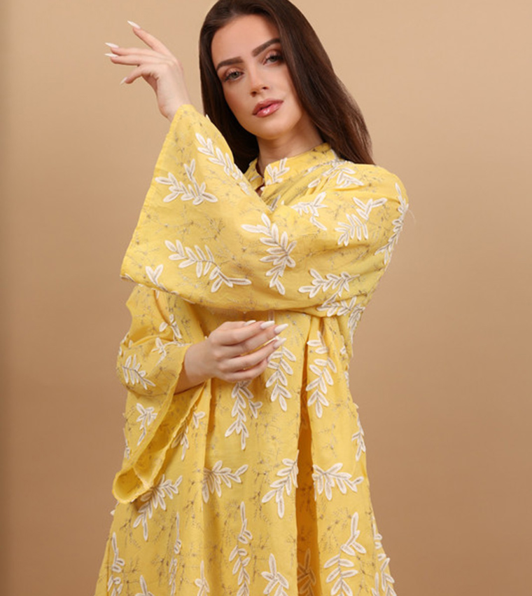 SEREEN Embroidered Flared Sleeves Jalabiya