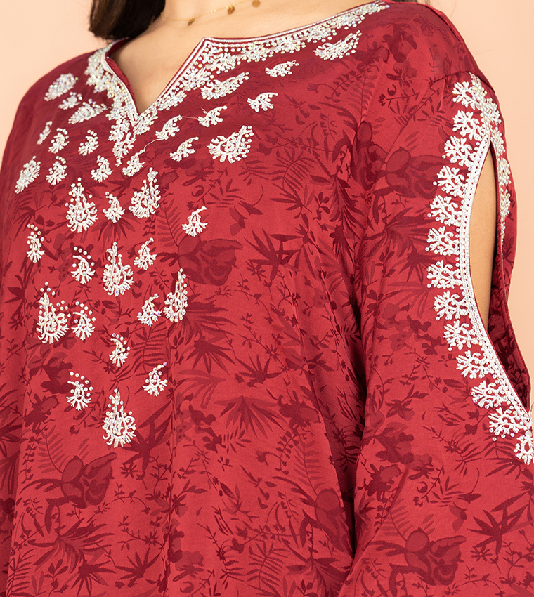 Embroidered Flared Sleeves Jalabiya