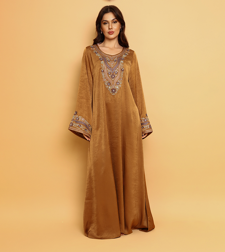 AMWAJ Embellished Flared Sleeves Jalabiya