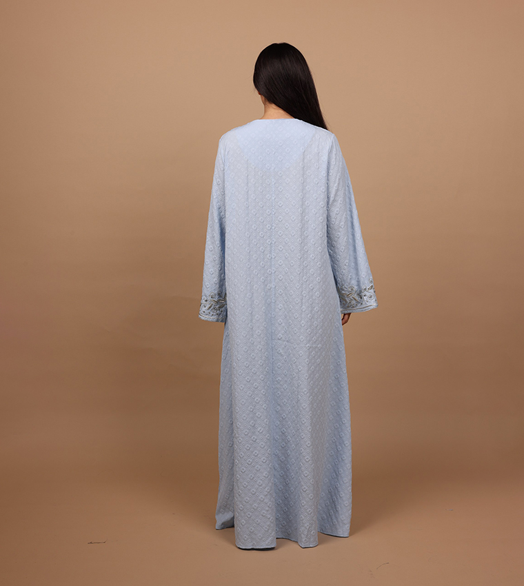 CRYSTAL VINE Embroidered V-Neck Jalabiya