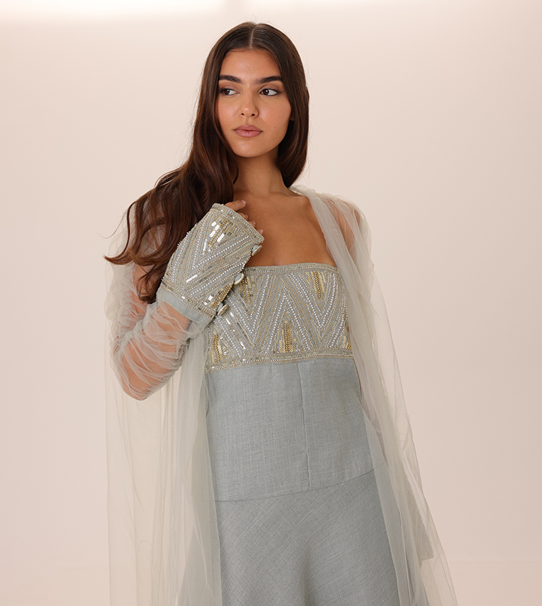 Two-Piece Embellished Long Sleeves Modest Set