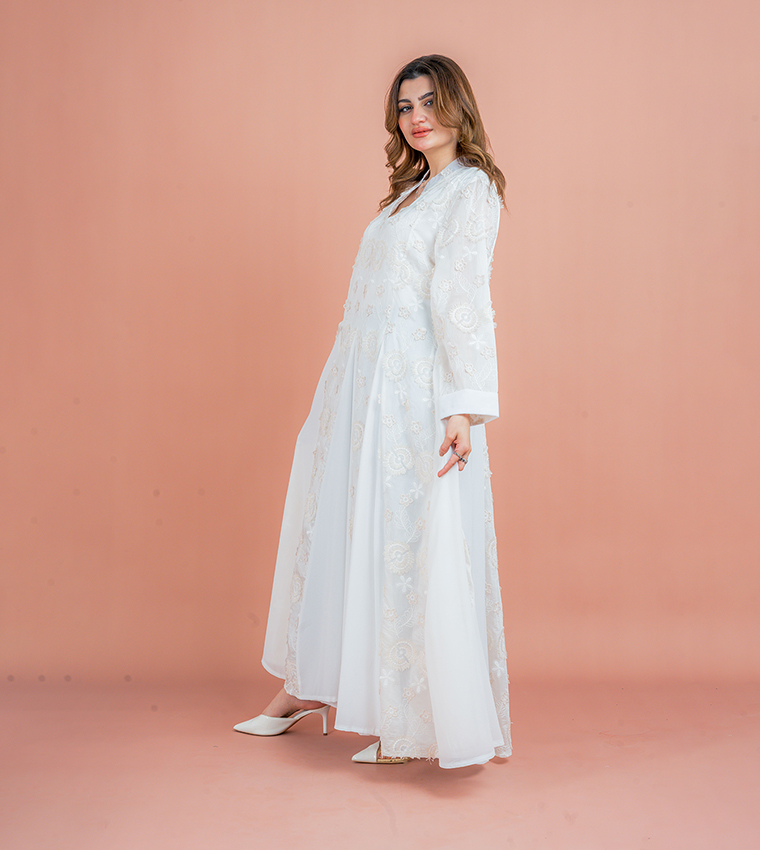 Embroidered V-Neck Jalabiya