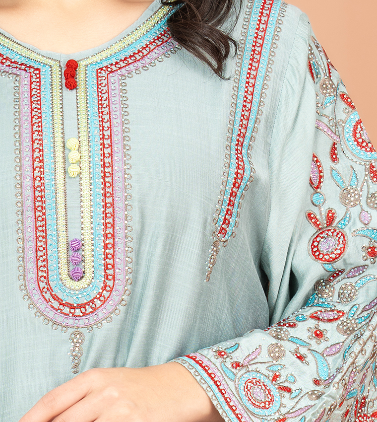 Hand Embroidered Flared Sleeves Jalabiya