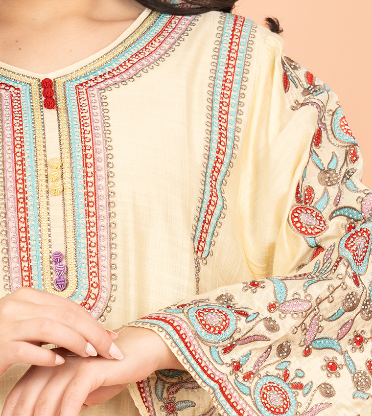 Hand Embroidered Flared Sleeves Jalabiya