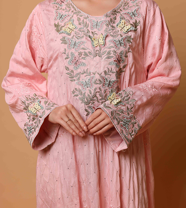 LULWA Embroidered Long Sleeves Jalabiya