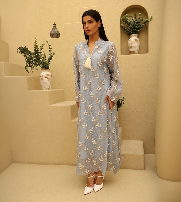 RAYANA Appliqued Flared Sleeves Jalabiya