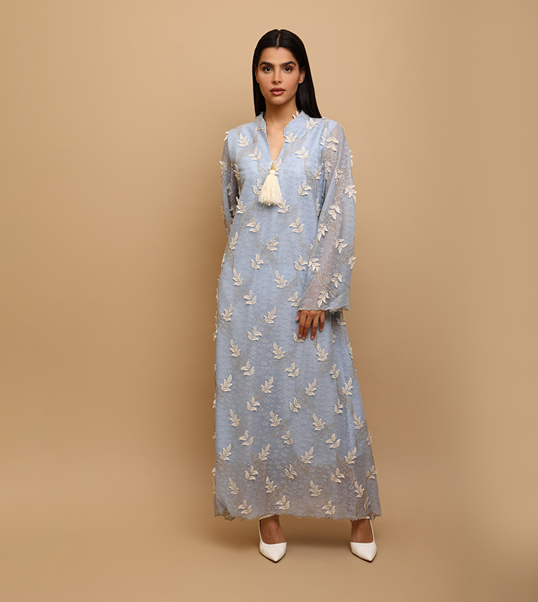 RAYANA Appliqued Flared Sleeves Jalabiya
