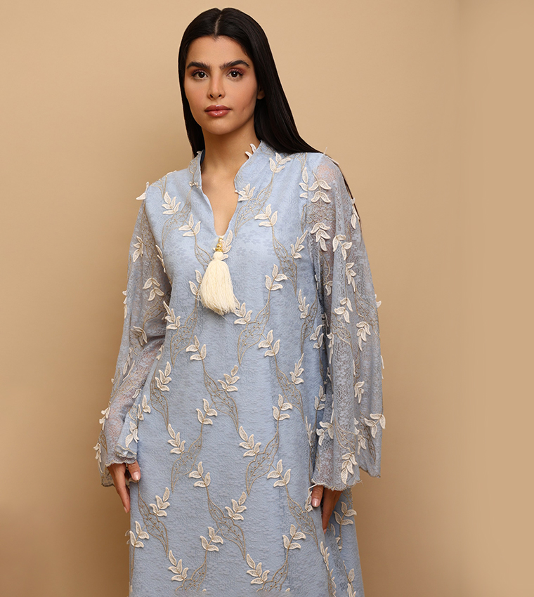 RAYANA Appliqued Flared Sleeves Jalabiya