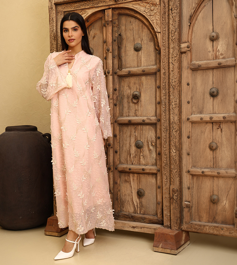 RAYANA Appliqued Flared Sleeves Jalabiya