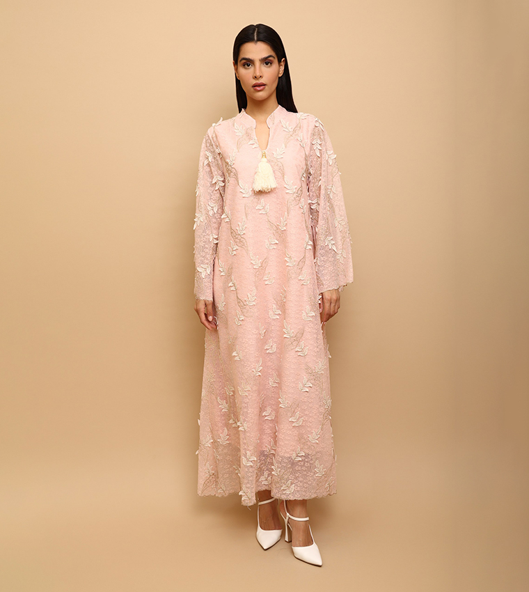 RAYANA Appliqued Flared Sleeves Jalabiya