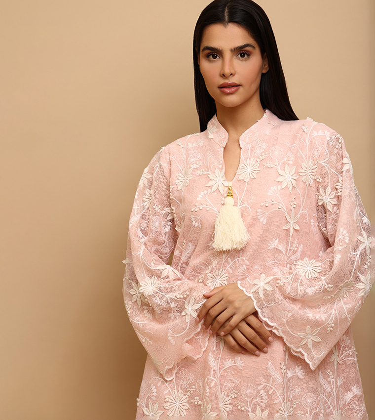 THARA Embroidered Flared Sleeves Jalabiya