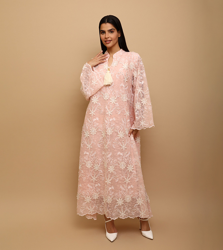 THARA Embroidered Flared Sleeves Jalabiya
