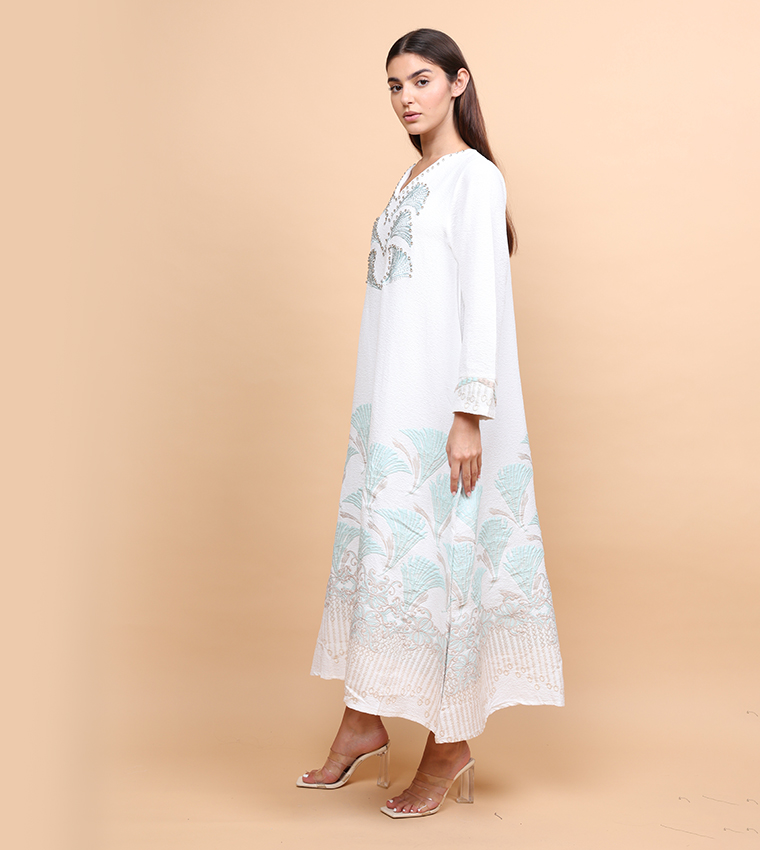 Crystal Embellished Long Sleeves Jalabiya