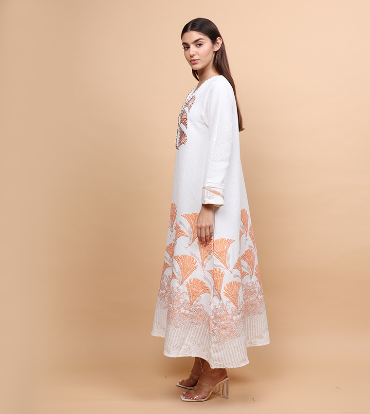 Crystal Embellished Long Sleeves Jalabiya