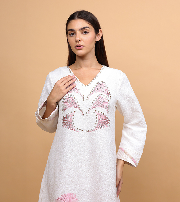 Crystal Embellished Long Sleeves Jalabiya