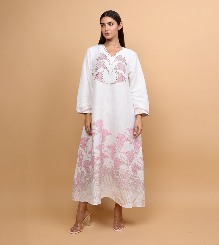 Crystal Embellished Long Sleeves Jalabiya