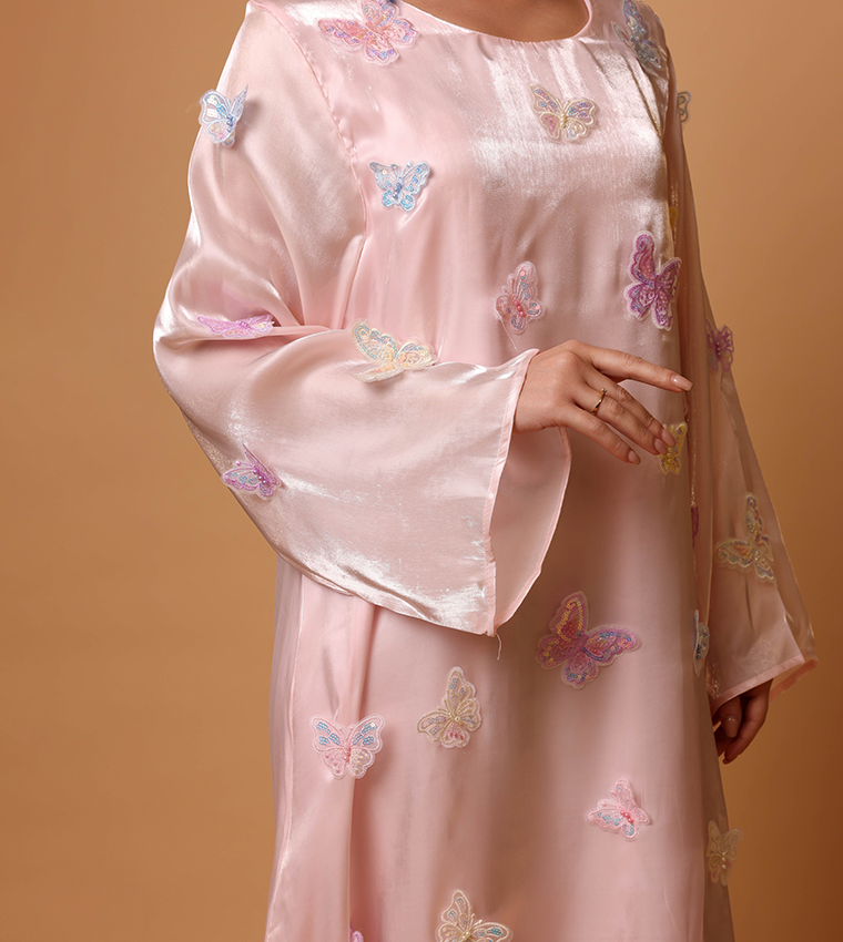 BANAN Butterfly Appliqued Flared Sleeves Jalabiya
