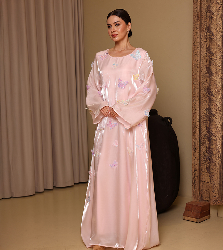 BANAN Butterfly Appliqued Flared Sleeves Jalabiya