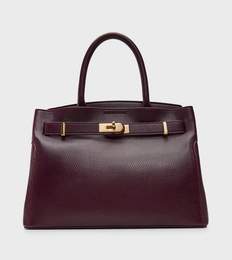 LEMERCIER Textured Twist Lock Satchel Bag