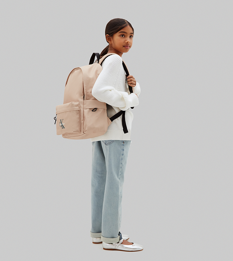 Solid Logo Detail Zip Backpack