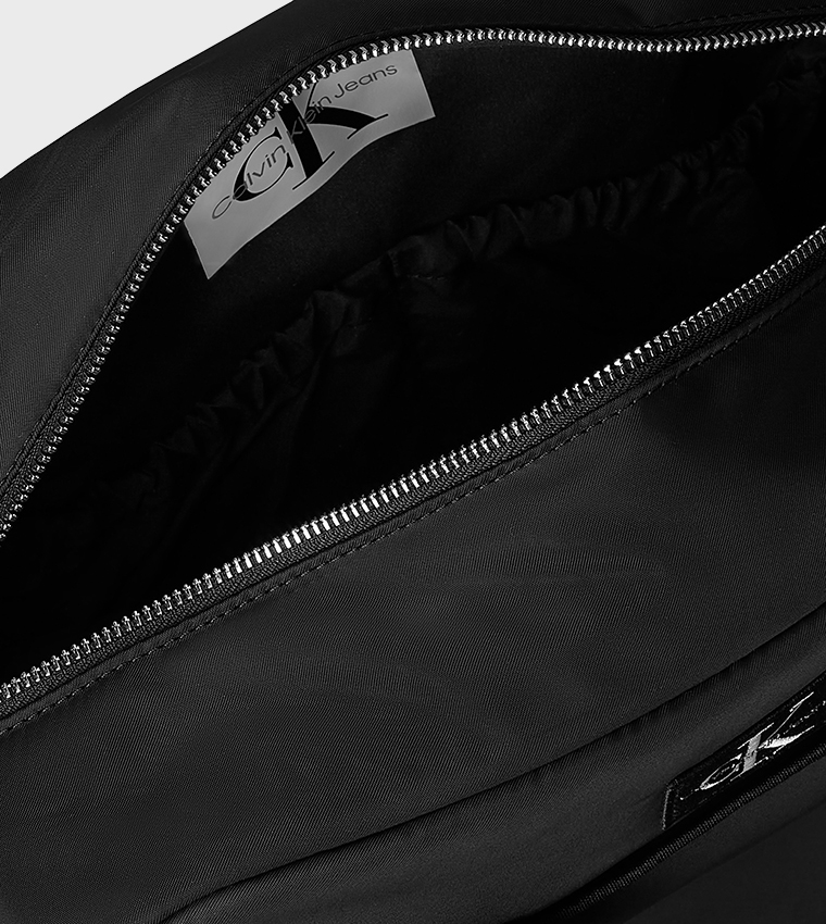 Solid Logo Patch Zipper Diaper Bag