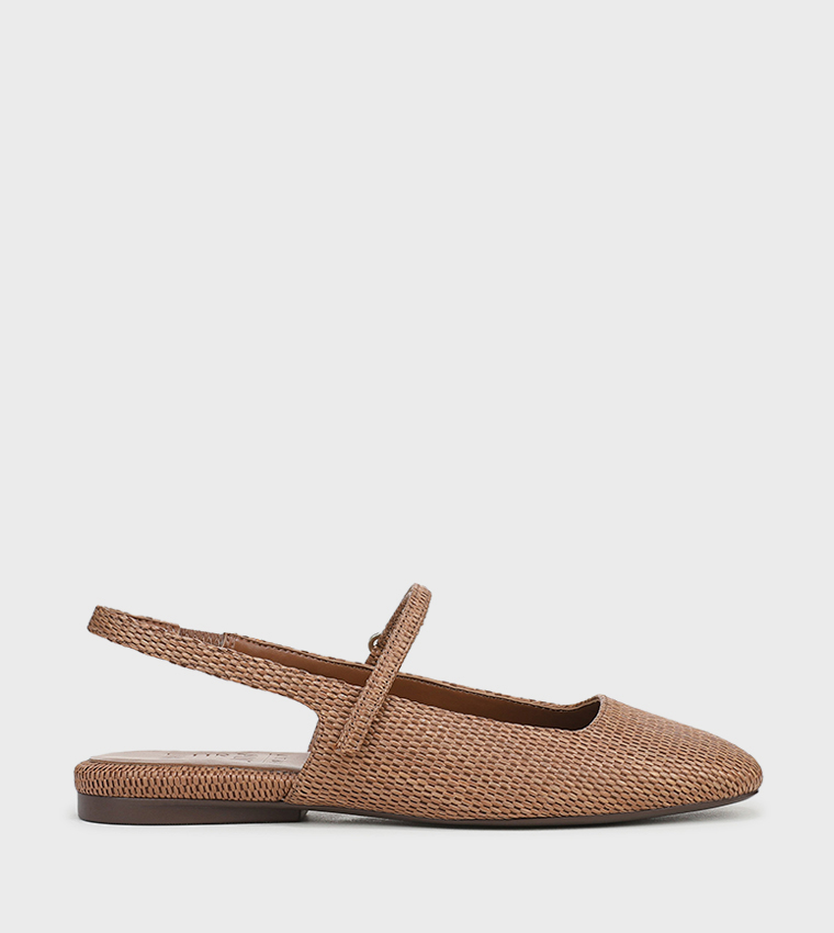 CONNIE Textured Slingback Flat Shoes