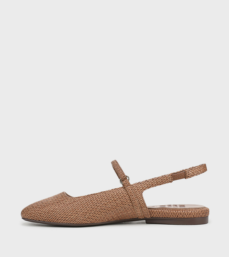 CONNIE Textured Slingback Flat Shoes