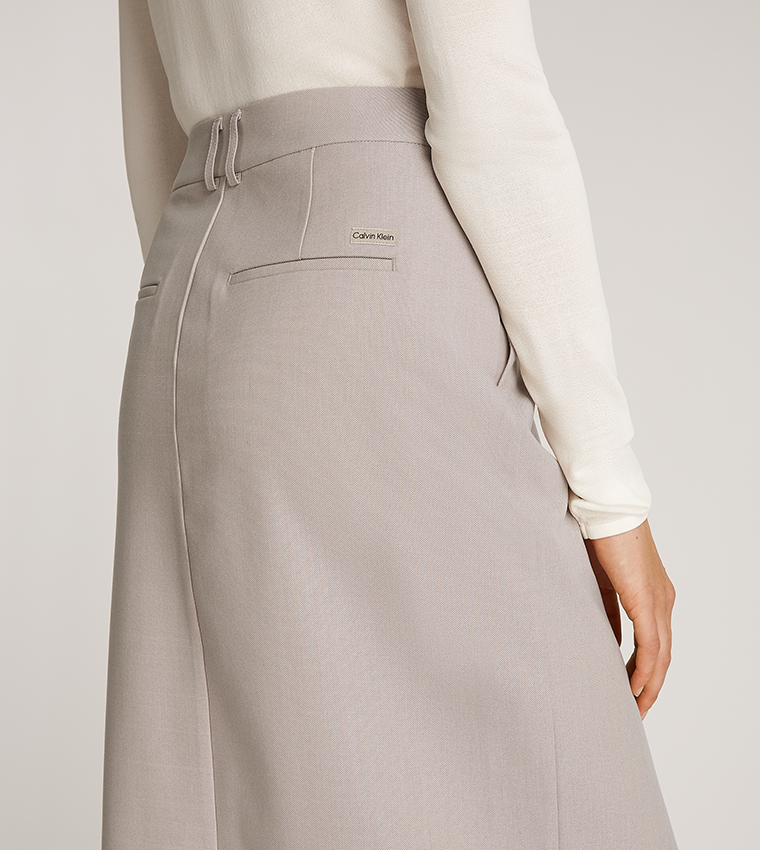Solid Tailoring Midi Skirt with Slit
