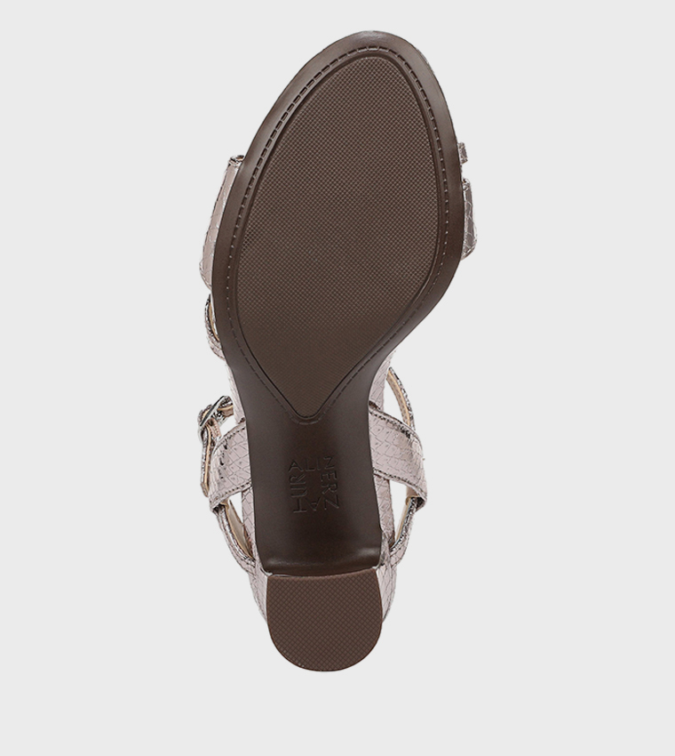 صندل كعب ناتري بمقدمة بأحزمة متقاطعة 