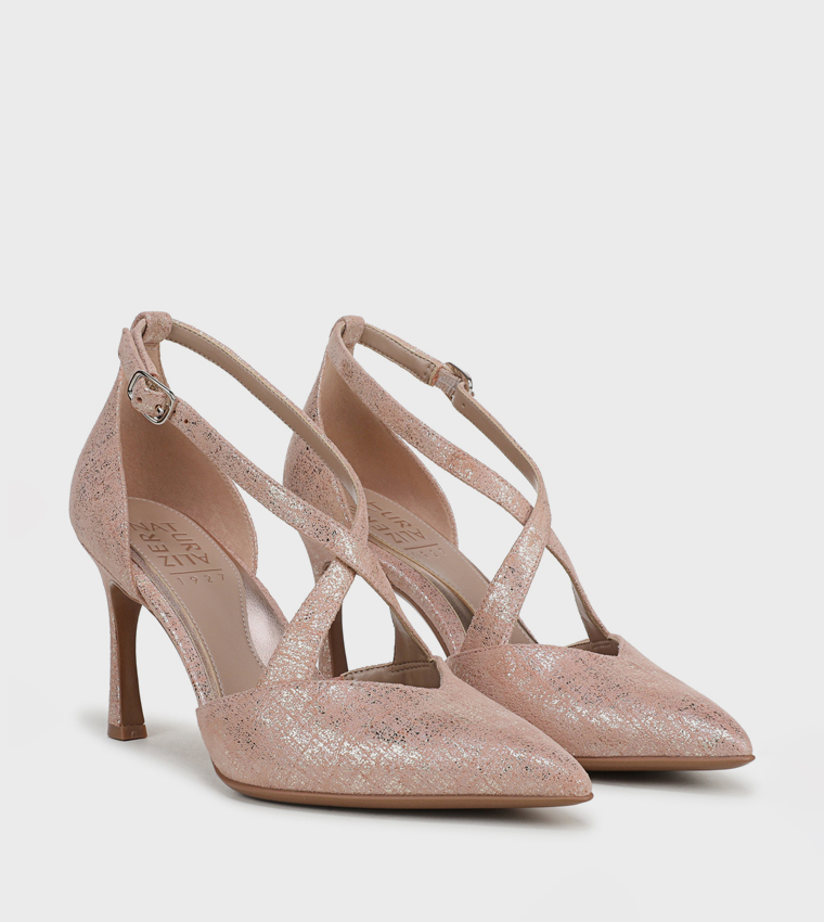 NAANGELINA Textured Pointed Toe Pumps