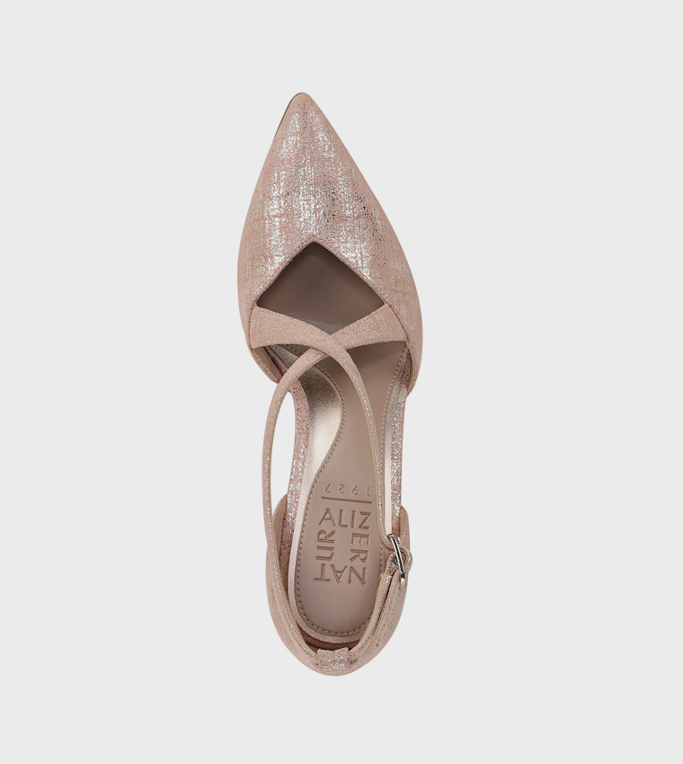 NAANGELINA Textured Pointed Toe Pumps