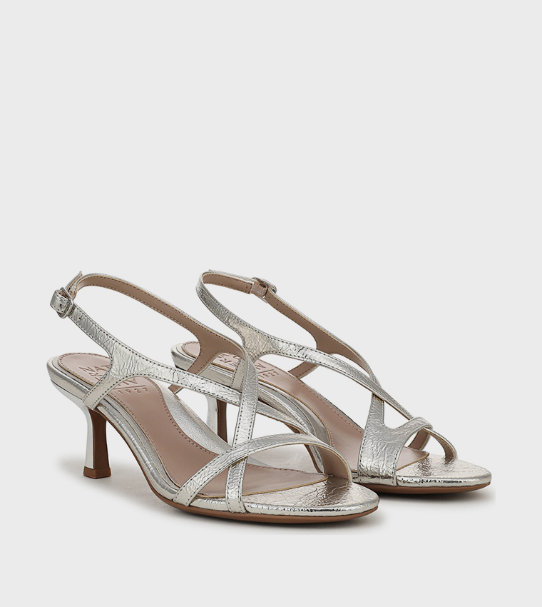 صندل كعب ناترولي بحزام خلفي وخامة منقوشة