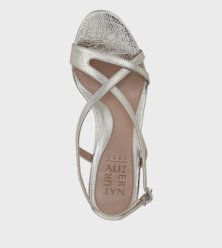 صندل كعب ناترولي بحزام خلفي وخامة منقوشة