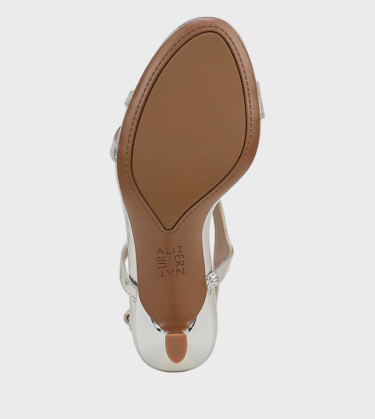 صندل كعب ناترولي بحزام خلفي وخامة منقوشة