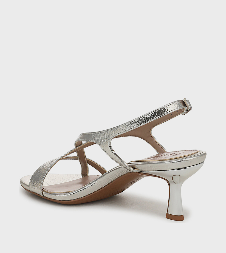 صندل كعب ناترولي بحزام خلفي وخامة منقوشة