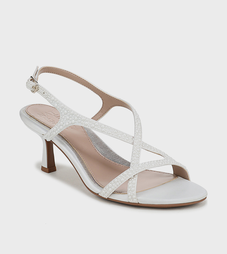 NATRULY-PEARL Textured Slingback Heeled Sandals