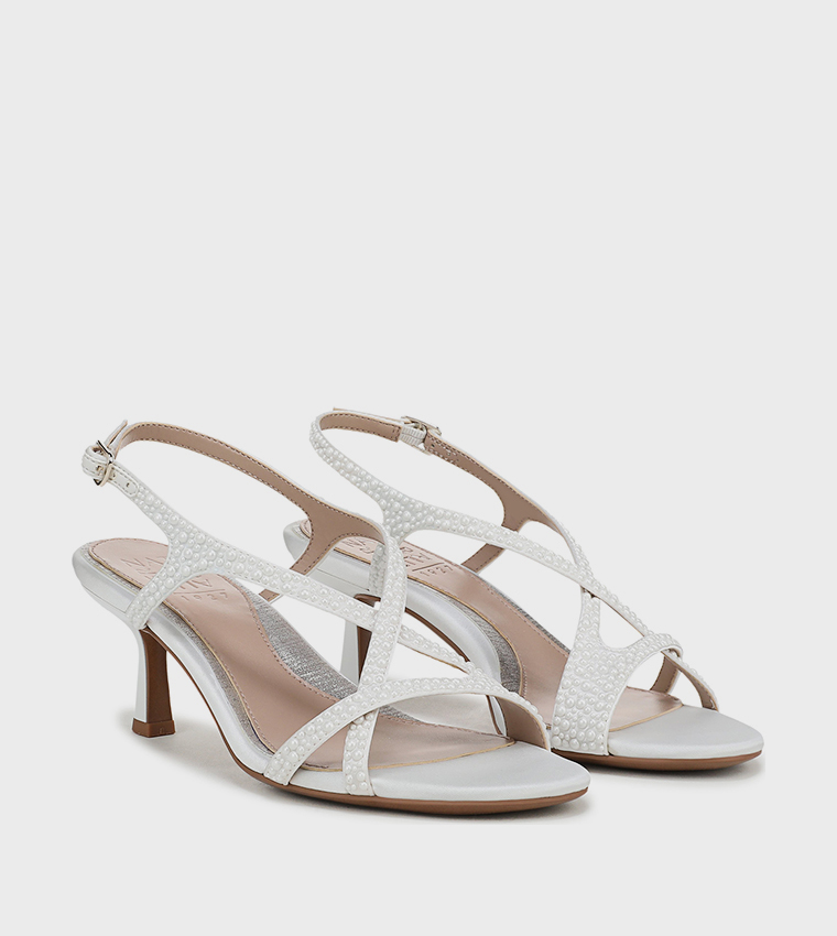 NATRULY-PEARL Textured Slingback Heeled Sandals