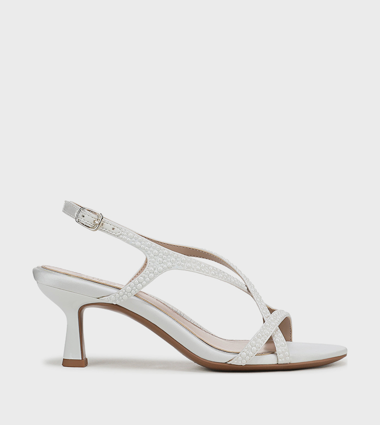 NATRULY-PEARL Textured Slingback Heeled Sandals