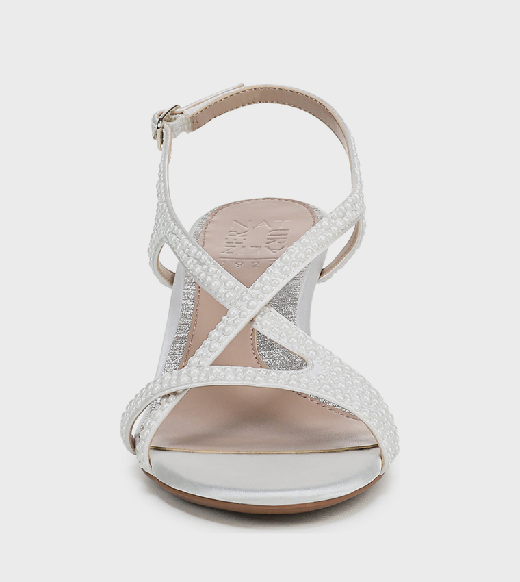 NATRULY-PEARL Textured Slingback Heeled Sandals